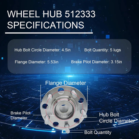 Specifications of Rear Wheel Bearing And Hub Assembly for 4WD and AWD Vehicles, Dodge Caliber, Jeep Compass Patriot 5 Lug