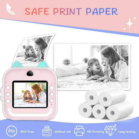 20 Rolls Instant Print Kids Camera Paper For HD Photo Prints, Premium Thermal Paper Refill With Bold Colors And Glossy Finish, Durable, High Quality Paper Your Kids Will Dig For Their Mini Cameras. safe print paper for kids mini camera, BPA free rolls