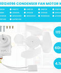 Condenser Fan Motor Kit For Refrigerator Replacement Includes W10130108 Motor ABS Blade All The Right Stuff Parts