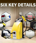 Powerful Portable High Pressure Steam Cleaner With Eight Included Accessories For Home Deep Cleaning Tile Grout And Car Detailing fast 15 second heat up, featuring stainless steel water pump and timer display.