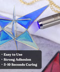 Fast Curing UV Resin Kit With Light 30g Bond In 5 To 10 Seconds Jewelry And Craft Adhesive for Plastic, featuring UV flashlight in use.