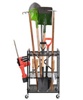 Mobile Garden Tool Organizer With Wheels For Garage And Shed All Purpose Yard Tool Rack Storage Holder for shovels and rakes