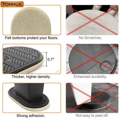 Heavy Duty Furniture Sliders For Hardwood Floors 8 Pack Extra Thick Oval Felt Sliders Measuring 9-1/2 Inch By 5-3/4 Inch Reusable Beige Furniture Movers For Effortless Moving Of Heavy Furniture