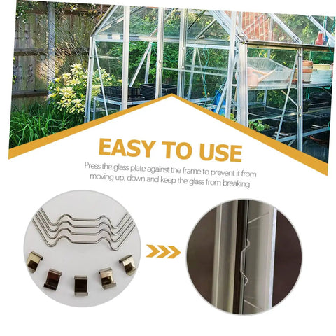 Stainless Steel Greenhouse Repair Kit With Z Clips For Glass Panels And Plant Mounting Clips 50 Set Heavy Duty Fixing Hardware For DIY Garden Greenhouses Windproof Weatherproof Glass Pane Support
