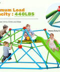 Children playing on Climbing Dome With Slide 8Ft Jungle Gym For Backyard 2 In 1 Outdoor Climbing Frame Playset, max load 440 lbs.
