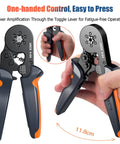 Pro Grade Ferrule Crimping Tool Kit With 1900 Wire Connectors, Self Adjusting Ratchet Crimper For AWG 23 To 10 in hand