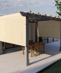 12x12 Ft Pergola Shade Canopy Cover With Grommets And Weighted Rods UV Blocking Durable HDPE Fabric Breathable Outdoor Sun Shade Cloth For Patio Porch Deck Backyard Beige Replacement Shade over dining area