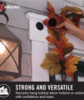 Heavy Duty Industrial Hook And Loop Fasteners With Rock Solid Adhesive Backing Water Resistant Sticky Pads For Indoor And Outdoor Use Tough Circular Disc Strips Hold Up To Ten Pounds securing fall leaves on outdoor decor.