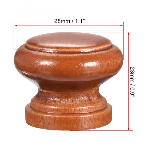 Top Shelf Round Wooden Cabinet Knobs 10 Pack Sweet Red Finish Solid Wood With Included Screws, 28mm round knob, detailed image.