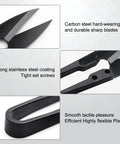 Close-up of five pack bonsai pruning scissors showing carbon steel blades and stainless steel finish for precise trimming.