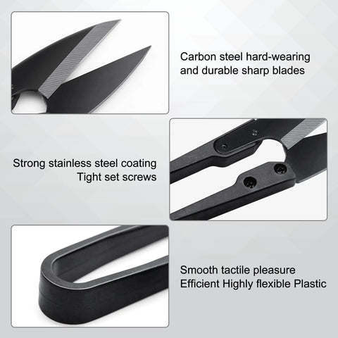 Close-up of five pack bonsai pruning scissors showing carbon steel blades and stainless steel finish for precise trimming.