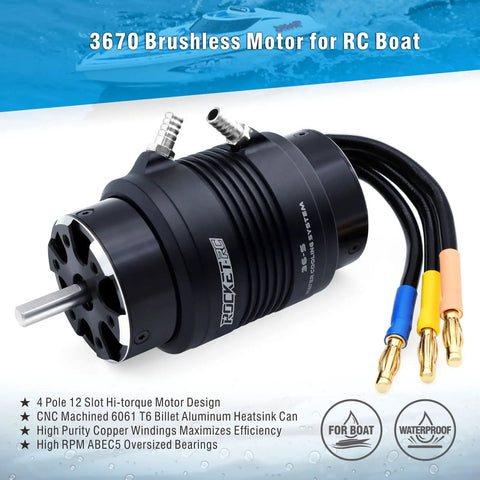1850KV Brushless RC Boat Motor 3670 With 5mm Shaft Waterproof Water Cooling Jacket High Torque For 650mm To 800mm RC