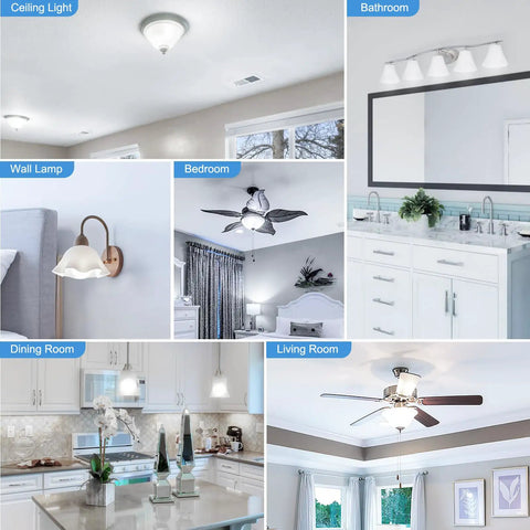 Home lighting fixtures in various rooms using Ultra Bright 5000K Daylight GU24 LED Bulbs 9W 60W Equivalent 900 Lumens CRI 85 Plus.