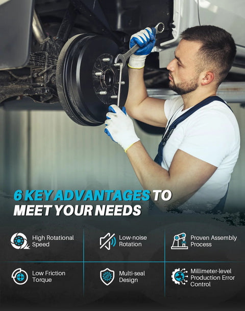 Mechanic installing 2 Pack Rear Wheel Bearing Hub Assembly Fits Avenger Caliber 2007-2012, Compass Patriot, on a 5-lug vehicle