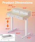 Dimensions and drawer sizes of 32 By 20 Inch Electric Standing Desk With Four Drawers, Adjustable Height Sit Stand Home Office Desk