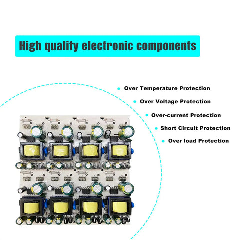 12V 2A DC Power Supply With Inline On Off Switch No Fuss Toggle For Under Cabinet Lighting And Bedside LED Strips 24W Max Output Easy Reach Control From Any Outlet printed circuit board with protection features