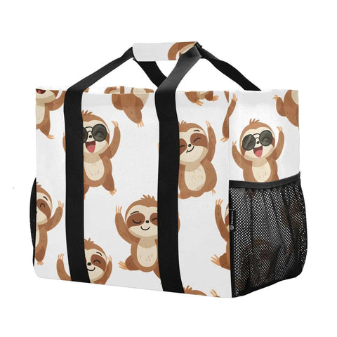 Sloth Print Beach Tote With Cool Sunglasses For Women And Girls Large Lightweight Canvas Tote Bag For Pool Travel Shopping Work Nurse Dance And Yoga Gear
