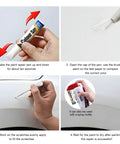 Premium White Touch Up Paint Pen For Vehicles Super Rapid Auto Scratch Remover demonstration of shaking and applying the pen.