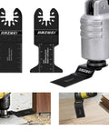 AMZWEI 28pc oscillating saw blade set; black titanium-coated blades for wood/metal; quick-release fits multiple brands.