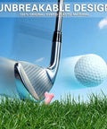 Durable Plastic Golf Tees 60 Pack In Two And Three Quarters Or Three And One Quarter Inch Sizes Plastic Jar With Lid Color Assortment Pink White Blue Built To Last And Cut Down Friction For Longer Straighter Drives with golf club and ball on grass.