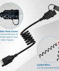 Hella Heavy Duty Retractable 4 Pin Trailer Wire Extension with coiled wire and rubber dust cover for RV connections.