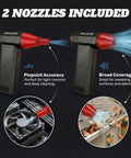 Powerful 130000 RPM Cordless Air Duster for computers electronics and cars with dual nozzles for pinpoint accuracy and broad coverage