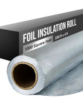 Top Shelf Radiant Barrier Foil Roll With Heavy Duty Reflective Insulation That Kicks Serious Attic Heat And Keeps The Place Chill While Slashing Power Bills At 250 By 4 Feet, showing foil roll with dimensions.