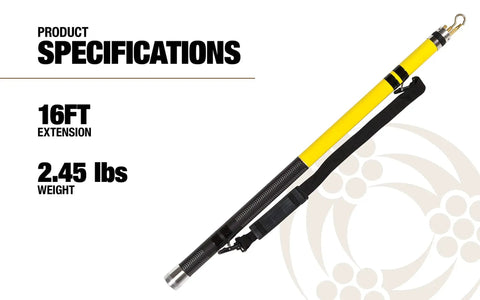 Ultralight Telescopic Pole For Electricians With Rust Resistant Fish Tape Tool Maximum Reach With Minimal Effort, 16ft extension