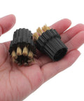Heavy Duty Replacement Steam Cleaner Brush Heads 6 Pack Tough Nylon Bristle Mop Attachments in hand for floor cleaning.