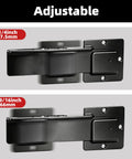 Easy As Pie Setup Heavy Duty 9 Inch Reversible Door Latch With Padlock Hole showing adjustable positions for gap settings.