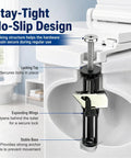 Stay-Tight No-Slip Design of Six Pack Heavy Duty Toilet Seat Replacement Bolt Kit Featuring Rock Solid 304 Stainless Steel Fasteners.