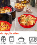 2 Pack Silicone Air Fryer Liners Set 7.28 Inch And 8.27 Inch Reusable Basket Liners For 2 To 5 Qt And 4 To 7 Qt Air Fryers Nonstick