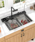 Slick Smart Waterfall 30 Inch Drop In Kitchen Sink With Single Bowl, 16 Gauge 304 Stainless Steel Workstation