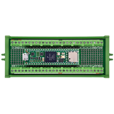 Top view of Terminal Block Breakout Board Module for Teensy 4.1 with screw mount, showing 112 DIY solder pads and 2.54mm pitch.
