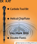 DECKRKAT 6-piece black masonry drill bit set with carbide tips, hex shank, storage case