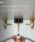 Duralock quick connect system under sink for Genta Chrome Adjustable Widespread Two Handle Bathroom Faucet With Valve Included