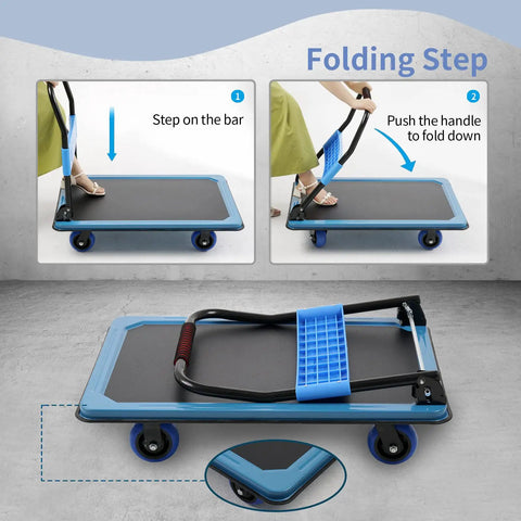Tough As Nails Folding Platform Truck Cart Built With Thick Steel Plate And Smooth Rolling Wheels For Busting Through Heavy Warehouse 36X24 Inch 1100 Lbs Hauls