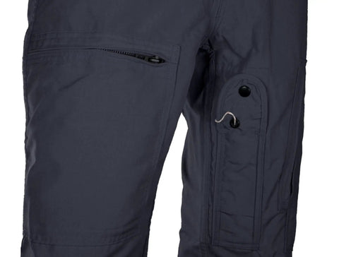 Heavy Duty Poly Cotton Twill Coverall In Dark Navy With Alpha Fit Snag Resistant Trims showing utility pant details and pockets.