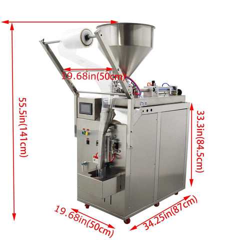 Built Like A Tank Stainless Steel Automatic Filling Machine For Thick Pastes And Thin Liquids Smooth Pneumatic Action, 55.5in height.