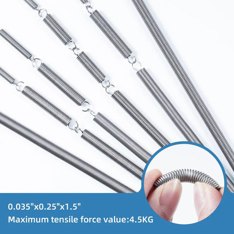 12 Pack Heavy Duty Extension Springs With Hook Ends, 0.035 Inch Wire, 0.25 Inch Outer Diameter, 1.5 Inch Long, 304 Stainless Steel