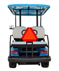 Golf cart with Slow Moving Vehicle Sign Durable Rust Free Aluminum Triangle With Reflective Border Orange Base 14 By 16 Inches
