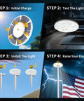 Solar Flag Pole Light With 136 LEDs Dusk To Dawn Auto On Off Sensor Two Brightness Settings Weatherproof Outdoor Lighting For 15 To 25 Feet Flagpoles 10 Hour Run Time No Standalone Battery Needed installation steps