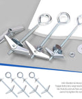 15 Piece M4 75mm O Shaped Eye Bolt Toggle Anchors Kit For Drywall Sheetrock Hollow Wall And Ceiling Installations Including Butterfly Anchors And Spring Toggle Wing Bolts Heavy Duty Zinc Coated