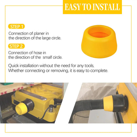 Planer Hose Adapter 2-1/2 Inch For DW735 DW735X Dust Port Friction Fit Connector installation steps and imagery