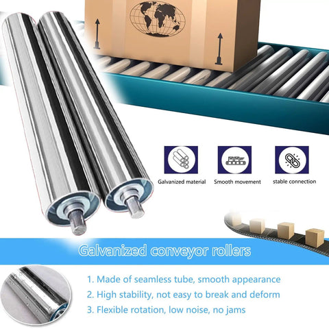 Heavy Duty Galvanized Gravity Conveyor Roller With Spring Loaded Ends No Sweat Setup Industrial Storage Track 23.6 Inch Length 1 Inch Diameter 8Mm Shaft Built Tough For Warehouse Hauls And Shipping