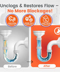 Before and after comparison of urinal pipe using Commercial Grade Urinal Drain Cleaner Descaler and Deodorizer for Restrooms