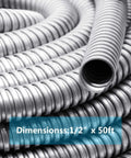 Coiled view of 50 Ft Half Inch Reduced Wall Flexible Metal Conduit in Galvanized Steel for outdoor low voltage electrical wiring