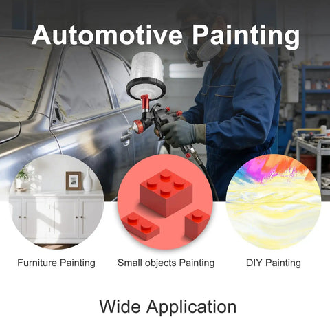 Pro Grade Lvlp Automotive Paint Spray Gun Featherweight Champion used for automotive and furniture painting applications.