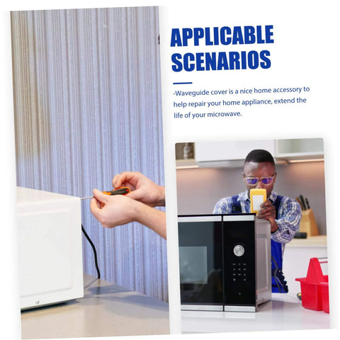 Man examining high temperature mica sheets for microwave ovens with screwdriver and waveguide cover instructions. High Temperature Mica Sheets For Microwave Ovens, Durable Waveguide Covers And Heat Resistant Oven Accessories, The Real Plate Shield That Keeps Your Microwave Safe And Cooking Like New.