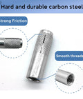 Heavy Duty 12 Pack Knurled Drop In Anchors for Solid Concrete Three Eighths Inch Sixteen Thread Carbon Steel Internal Forced Expansion Bolts with Silver Zinc Coat Ferrtitan Ideal For Contractors